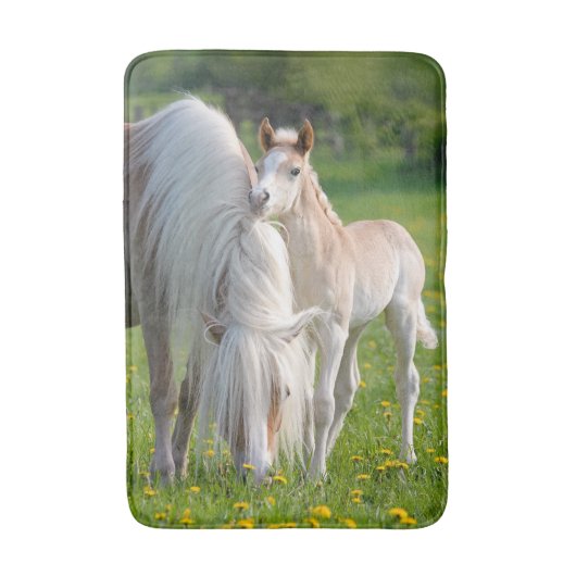 Haflinger-paarden koken Baby met foto van moeder Badmat (Voorkant Verticaal)