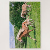 Haflinger-paarden met Cute Foals Draait Foto * Legpuzzel (Verticaal)