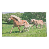 Haflinger Paarden met Cute Foals met Funny Photo - Kussensloop (Achterkant)