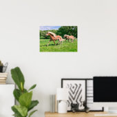 Haflinger-paarden met Cute Foals run Funny Animal Poster (Thuiskantoor)