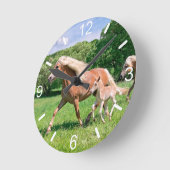 Haflinger-paarden met Cute Foals run - wijzerplaat Ronde Klok (Hoek)