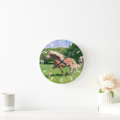 Haflinger-paarden met Cute Foals run - wijzerplaat Ronde Klok (Huis)