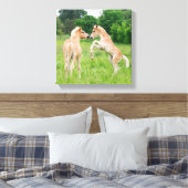 Haflinger paarden schattige veeteelt canvas afdruk (Insitu (Slaapkamer))
