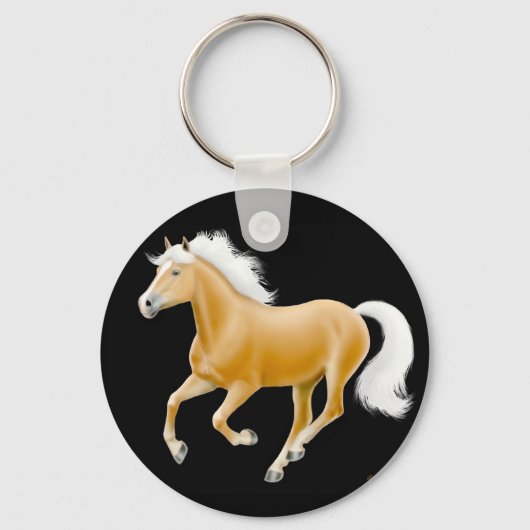 Haflinger Palomino Horse Sleutelhanger Black (Voorkant)