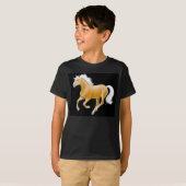 Haflinger Palomino Pony Kinder Donker T-shirt (Voorkant volledig)