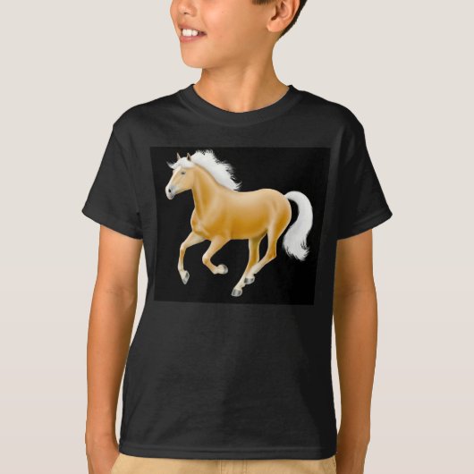 Haflinger Palomino Pony Kinder Donker T-shirt (Voorkant)