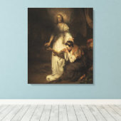 Hagar en de engel (door Carel Fabritius) Canvas Afdruk (Insitu (Houten vloer))