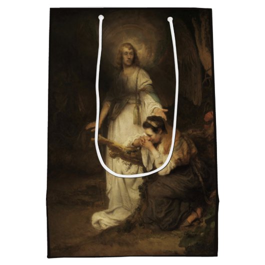 Hagar en de engel (door Carel Fabritius) Medium Cadeauzakje (Achterkant)