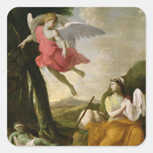 Hagar en Ishmael gered door de engel, c.1648 Vierkante Sticker