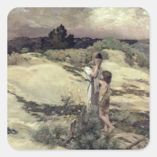 Hagar en Ishmael Vierkante Sticker (Voorkant)