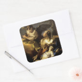 Hagar en Ismael in de wilde natuur Vierkante Sticker (Envelop)