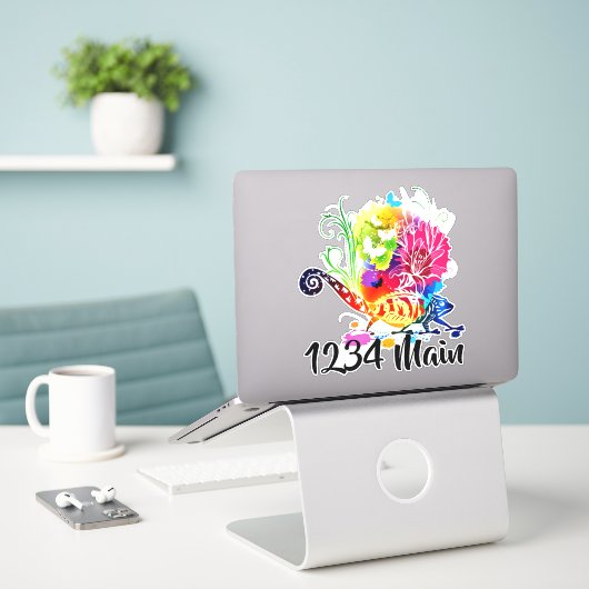 Hagedis brievenbus sticker (Laptop op bureau)