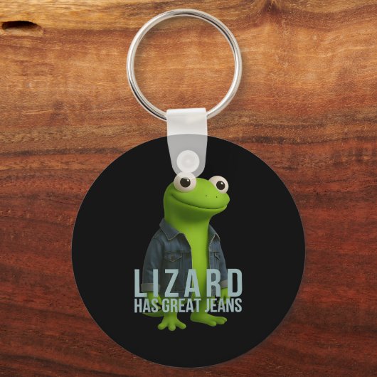 Hagedis heeft een geweldige jeans grappige retro d sleutelhanger (Voorkant)