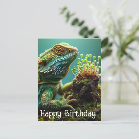 Hagedis in de mos tuin Gefeliciteerd Briefkaart (Staand voorkant)