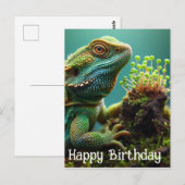 Hagedis in de mos tuin Gefeliciteerd met je verjaa Briefkaart (Voorkant / Achterkant)