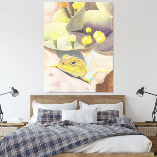 hagedis in de woestijn canvas afdruk (Insitu (Slaapkamer))