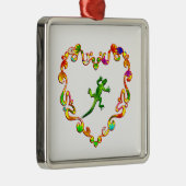 hagedis in het Fancy hart Metalen Ornament (Rechts)