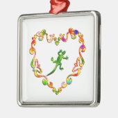 hagedis in het Fancy hart Metalen Ornament (Links)