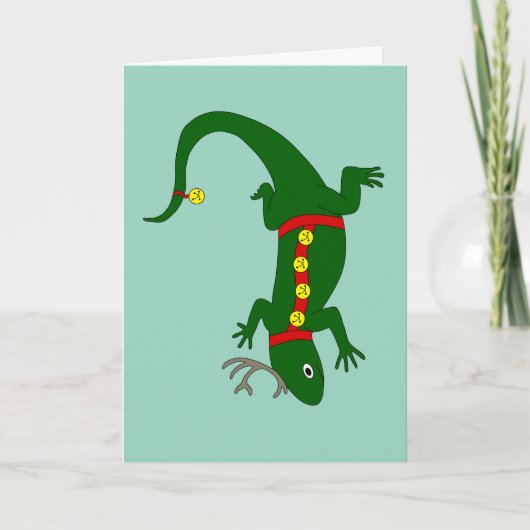 Hagedis Kerstkaart Feestdagen Kaart (Voorkant)