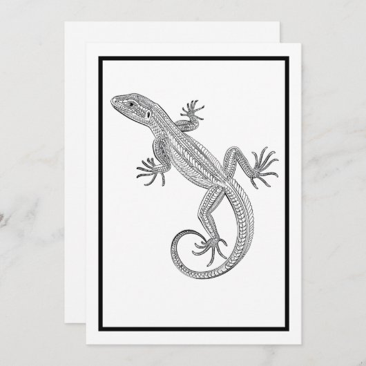Hagedis kleurende Kaart, Vriendschap Kaart (Voorkant / Achterkant)