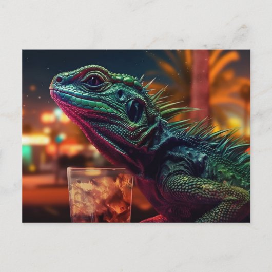 Hagedis met een Drink Briefkaart (Voorkant)