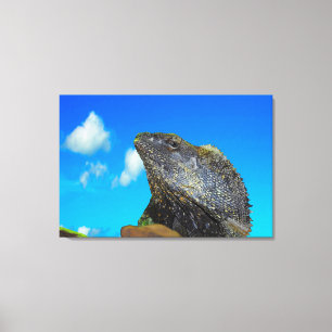 hagedis met open hals canvas afdruk