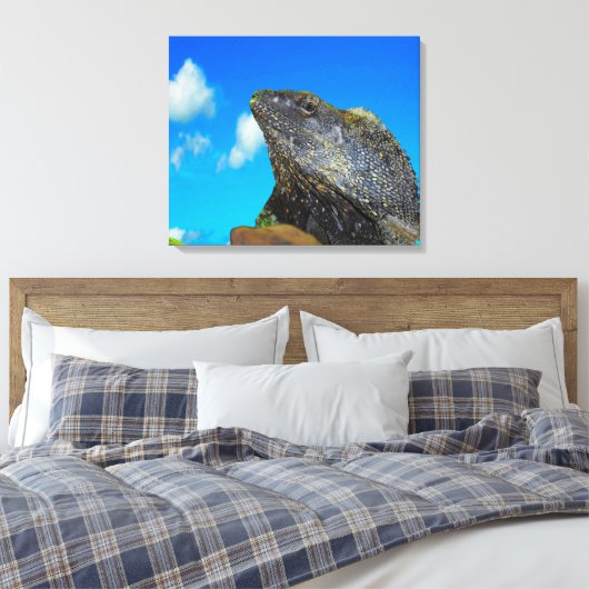hagedis met open hals canvas afdruk (Insitu (Slaapkamer))