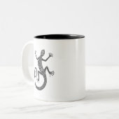 hagedis- of salamander-doodle tweekleurige koffiemok (Voorkant links)