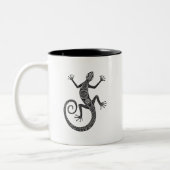 hagedis- of salamander-doodle tweekleurige koffiemok (Links)