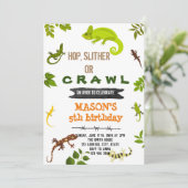 Hagedis reptiel verjaardagsthema kaart (Staand voorkant)