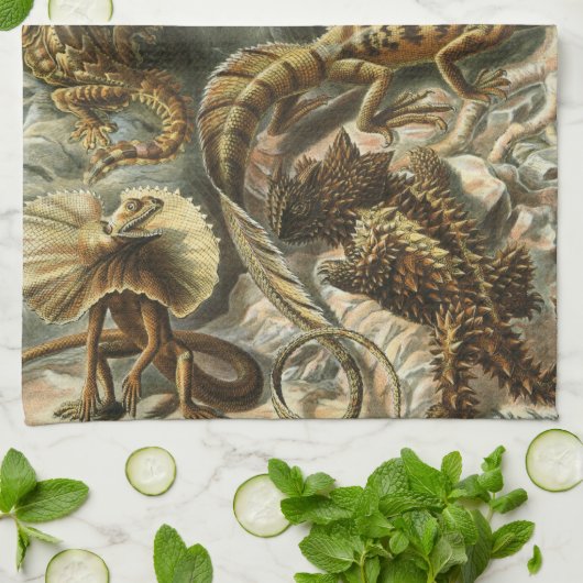 Hagedissen door Ernst Haeckel  Lacertilia Animal Theedoek (Gevouwen)