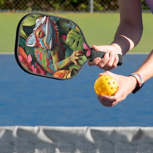 Hagedissenbladeren & kleur pickleball paddle (Insitu)