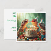 Hagedisskaart, feestbeesten, reptielenverjaardag kaart (Voorkant / Achterkant)