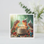 Hagedisskaart, feestbeesten, reptielenverjaardag kaart (Staand voorkant)