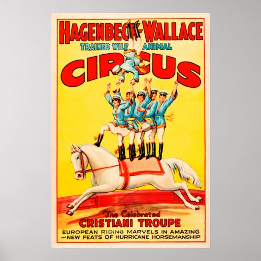 Hagenbeck Wallace Trained Animal USA Circus Troupe Poster (Voorkant)