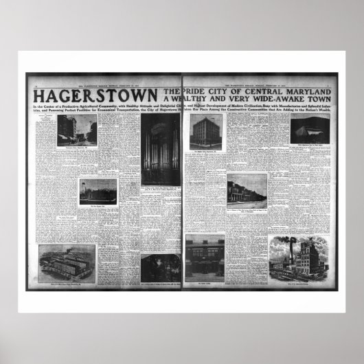 Hagerstown Topaanbieding in Washington Herald 1912 Poster (Voorkant)