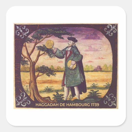 Haggada Pascha Seder Pesach matzhah, Matzo Vierkante Sticker (Voorkant)