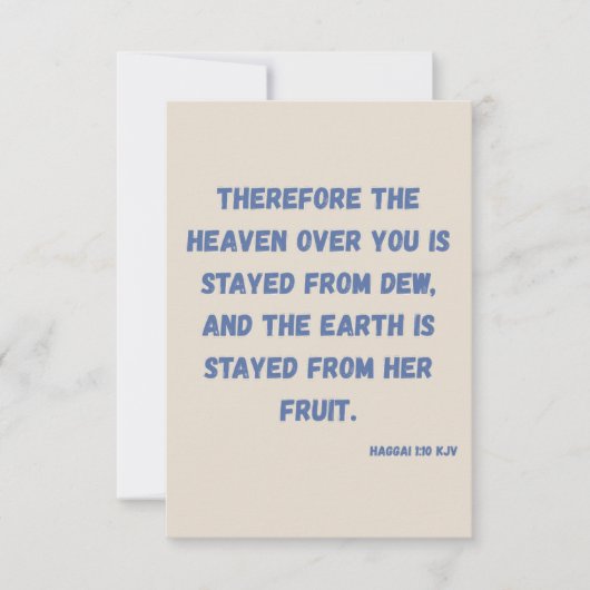 Haggai 1:10 KJV Bijbelvers Christelijke devotie Kaart (Voorkant)