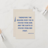 Haggai 1:10 KJV Bijbelvers Christelijke devotie Kaart (Voorkant / Achterkant in situ)