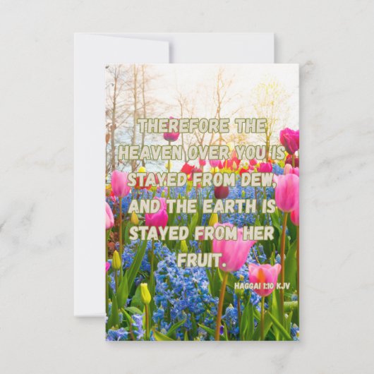 Haggai 1:10 KJV Bijbelvers Christelijke devotie Pi Kaart (Voorkant)