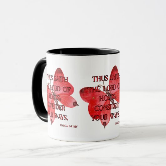 Haggai 1:7 KJV Bijbelvers Christelijke Schrift Pic Mok (Voorkant links)