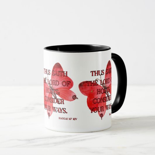 Haggai 1:7 KJV Bijbelvers Christelijke Schrift Pic Mok (Voorkant rechts)