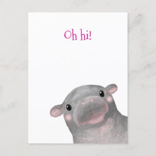 Haggis het schattige baby nijlpaard 'Oh hi!' brief Briefkaart