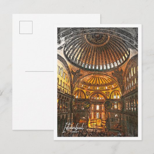 Hagia Sophia Istanbul Turkije Kleurenschets Briefkaart (Voorkant / Achterkant)