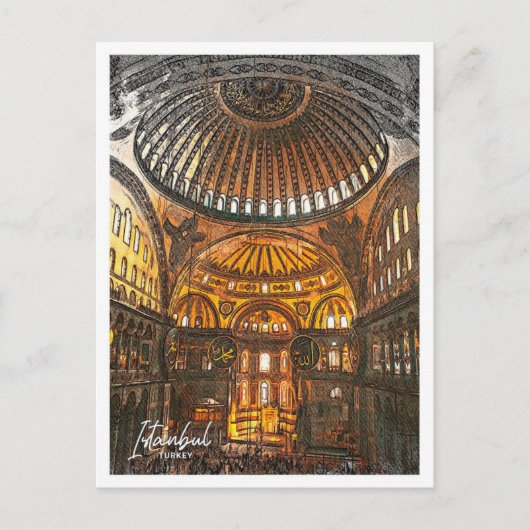 Hagia Sophia Istanbul Turkije Kleurenschets Briefkaart (Voorkant)