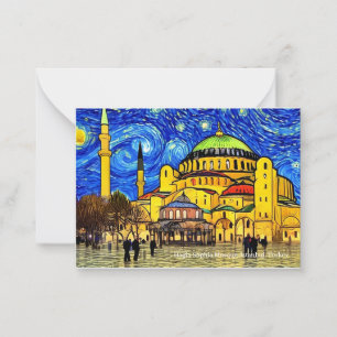 Hagia Sophia Moskee op een Eid Mubarak Kaart Notitiekaartje