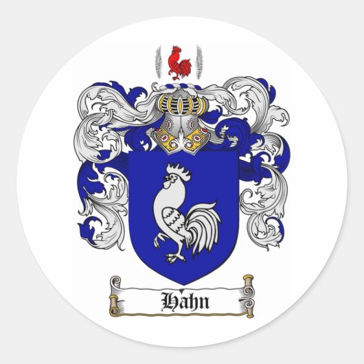 HAHN FAMILY CREST - HAHN WAPEN RONDE STICKER (Voorkant)