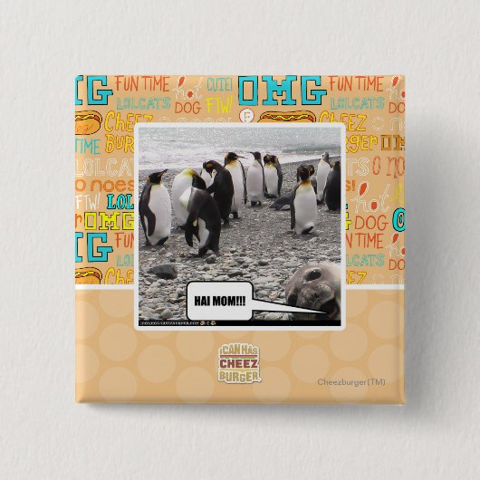 HAI MOM!!! VIERKANTE BUTTON 5,1 CM (Voorkant)