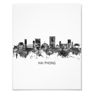 Hai Phong Vietnam Skyline BW Foto Afdruk