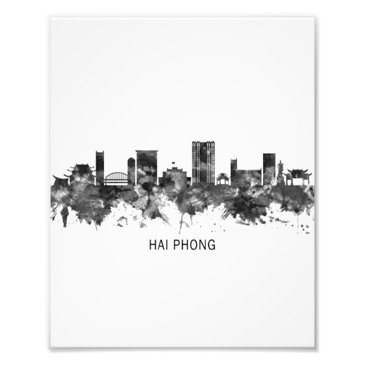 Hai Phong Vietnam Skyline BW Foto Afdruk (Voorkant)